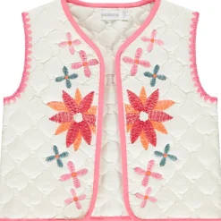 Gilet sans manches en voile brodé fantaisie pour fille