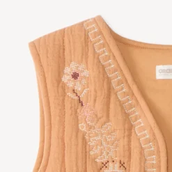 Gilet sans manches fille broderie florale