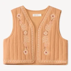 Gilet sans manches fille broderie florale