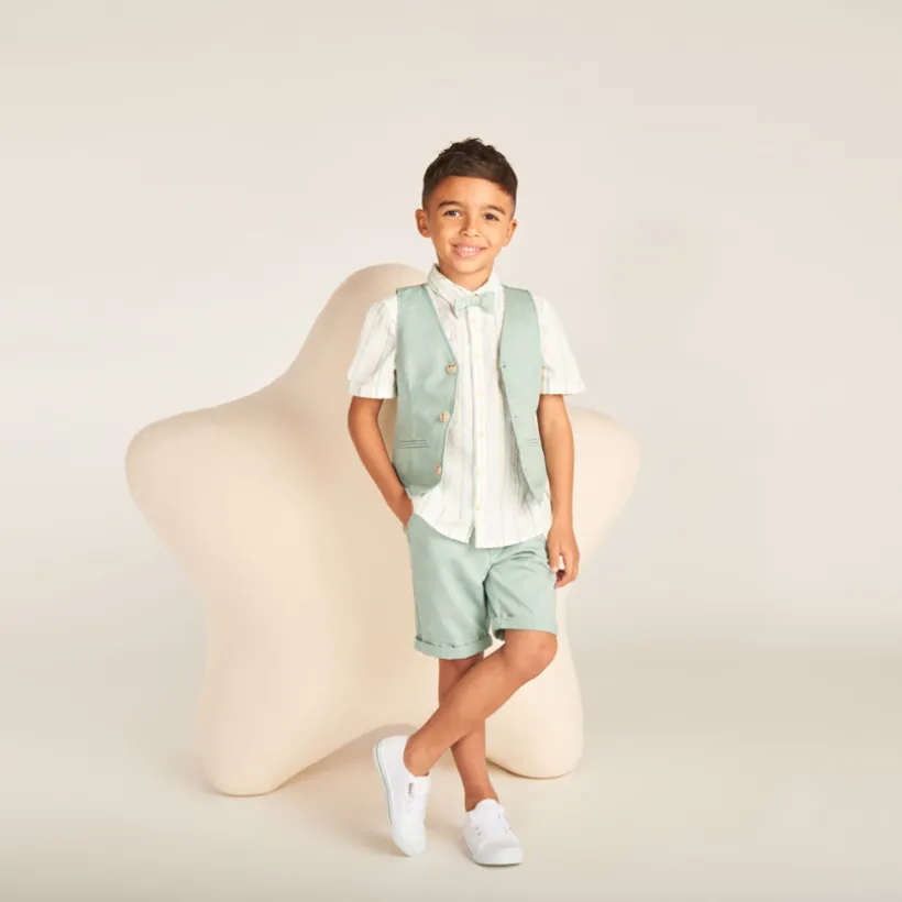 Gilet serveur en toile unie pour garçon