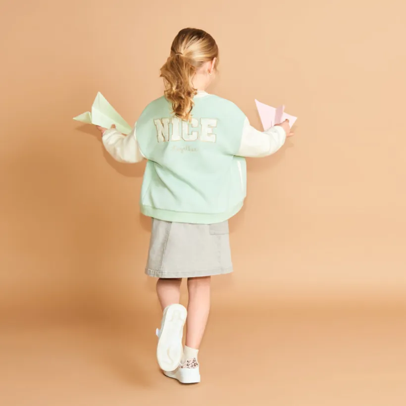 Gilet style teddy en molleton broderie fantaisie pour fille