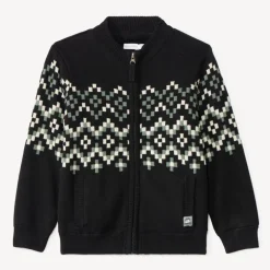 Gilet tricot doublé à motifs jacquard esprit Aztèque pour garçon