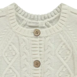 Gilet tricot uni avec torsade fantaisie pour fille