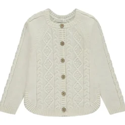 Gilet tricot uni avec torsade fantaisie pour fille