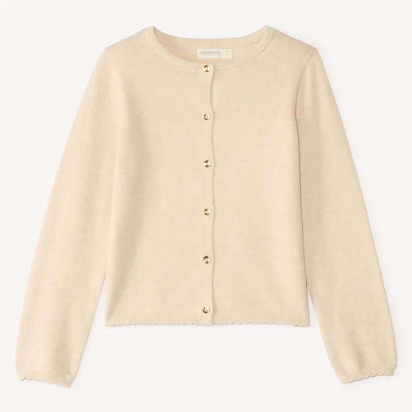 Gilet tricot uni fantaisie pour fille