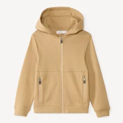 Gilet uni à capuche et poches zippées pour garçon