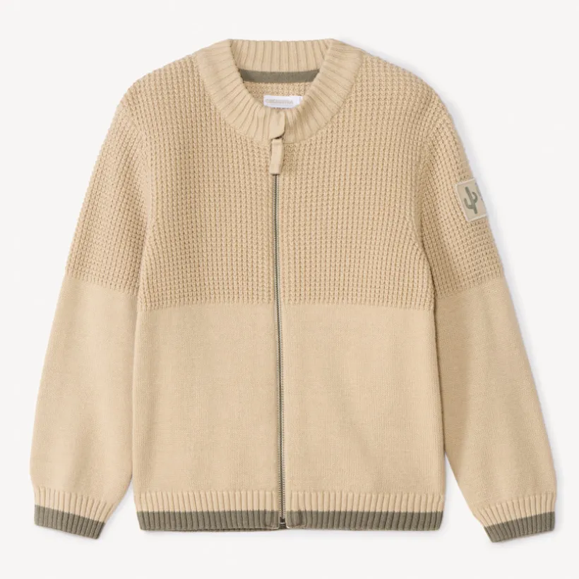 Gilet zippé en tricot fantaisie uni pour garçon
