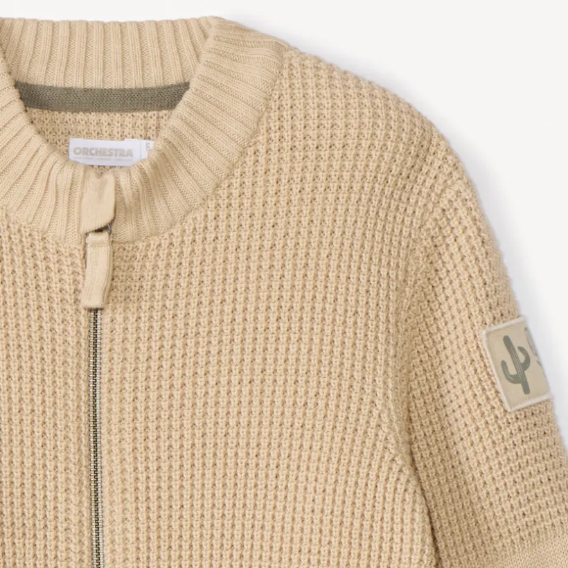 Gilet zippé en tricot fantaisie uni pour garçon