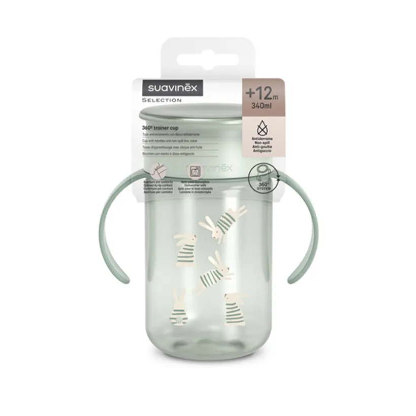 Gobelet d'apprentissage 360º 340ml Wonderland vert +12M