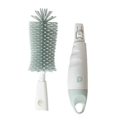 Goupillon 2 en 1 en silicone blanc/vert