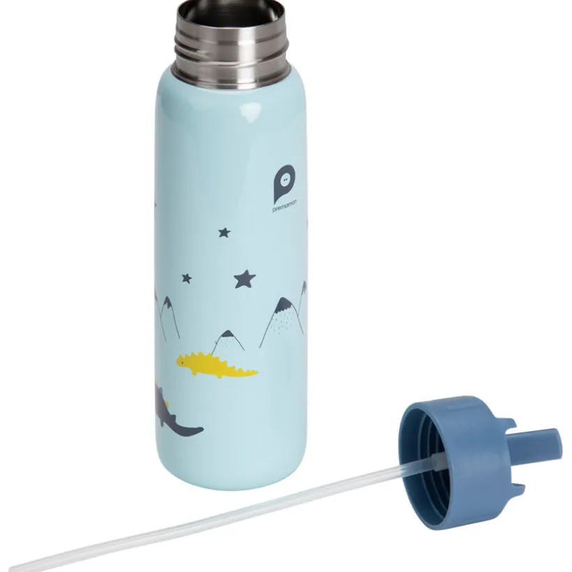Gourde en métal Mes amis les dinos avec paille 380 ml