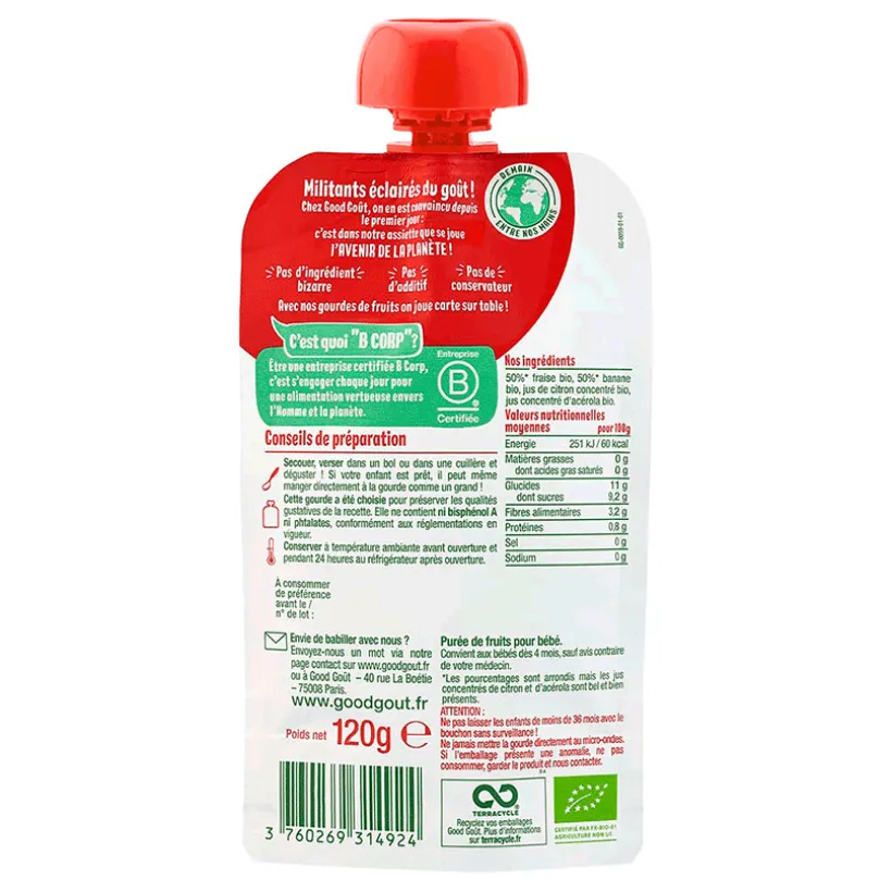 Gourde fraise-banane - 120g