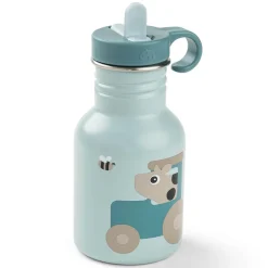 Gourde inox avec paille Tiny Farm Bleu 350ML