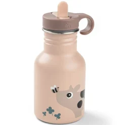 Gourde inox avec paille Tiny Farm Rose 350ML