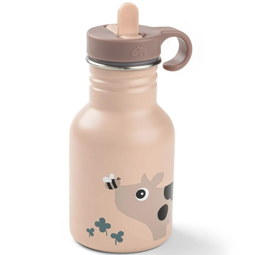 Gourde inox avec paille Tiny Farm Rose 350ML