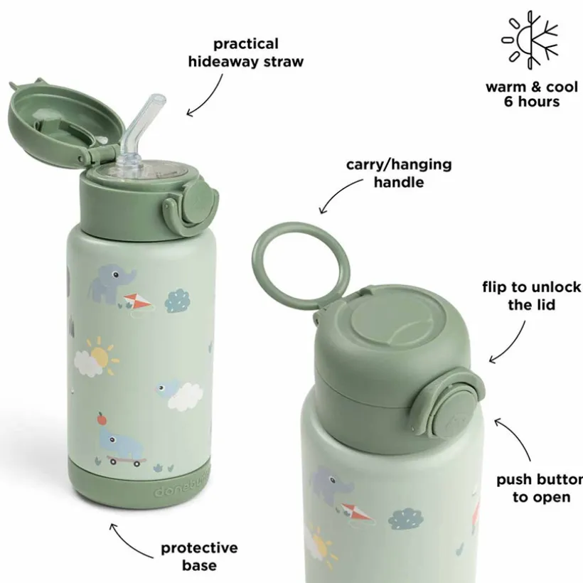 Gourde isotherme avec paille 340ml Playground Vert