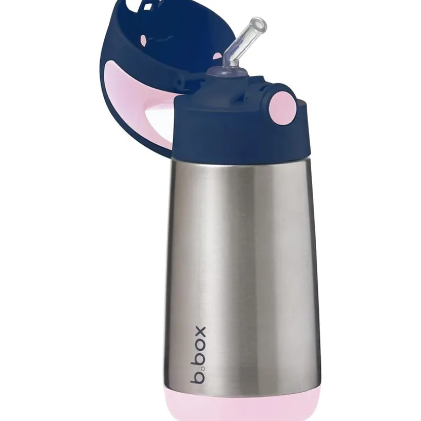 Gourde Isotherme 350ml avec paille silicone Rose 12m+