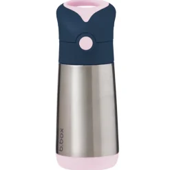 Gourde Isotherme 350ml avec paille silicone Rose 12m+