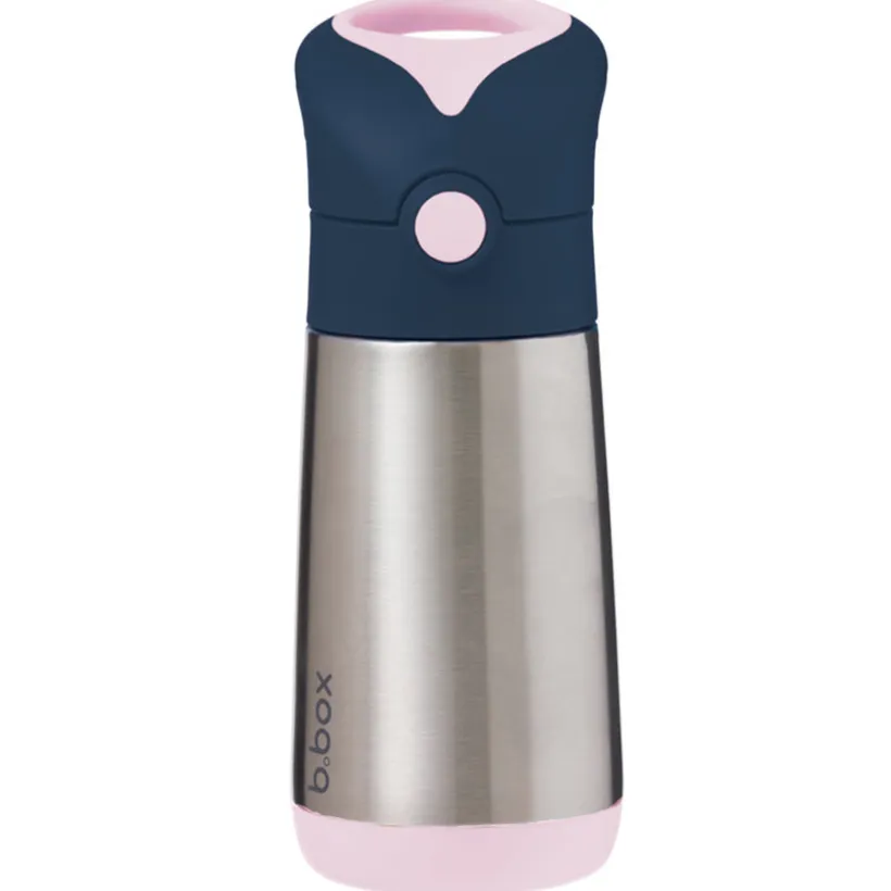Gourde Isotherme 350ml avec paille silicone Rose 12m+