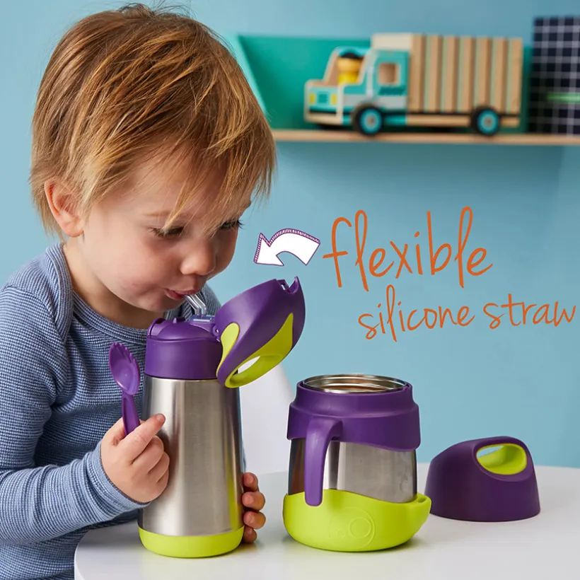 Gourde Isotherme 350ml avec paille silicone Rose 12m+