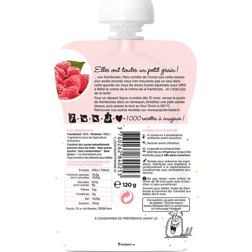 Gourde à la framboise bio - 120g