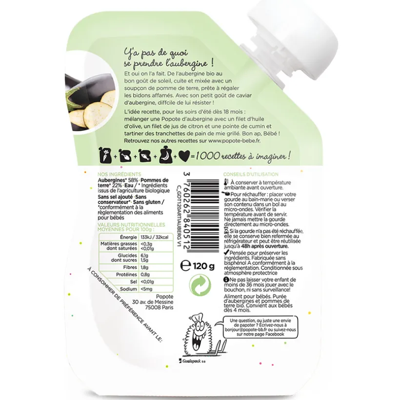 Gourde à l'aubergine bio - 120g
