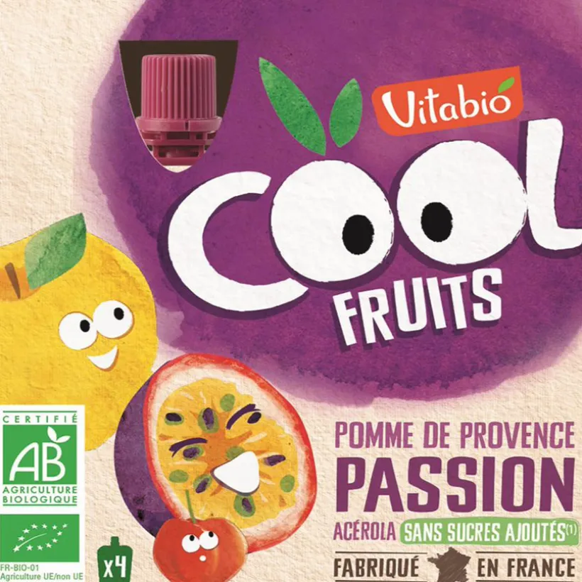 Gourdes sucrées Cool Fruits de Pomme et Passion 4x90g