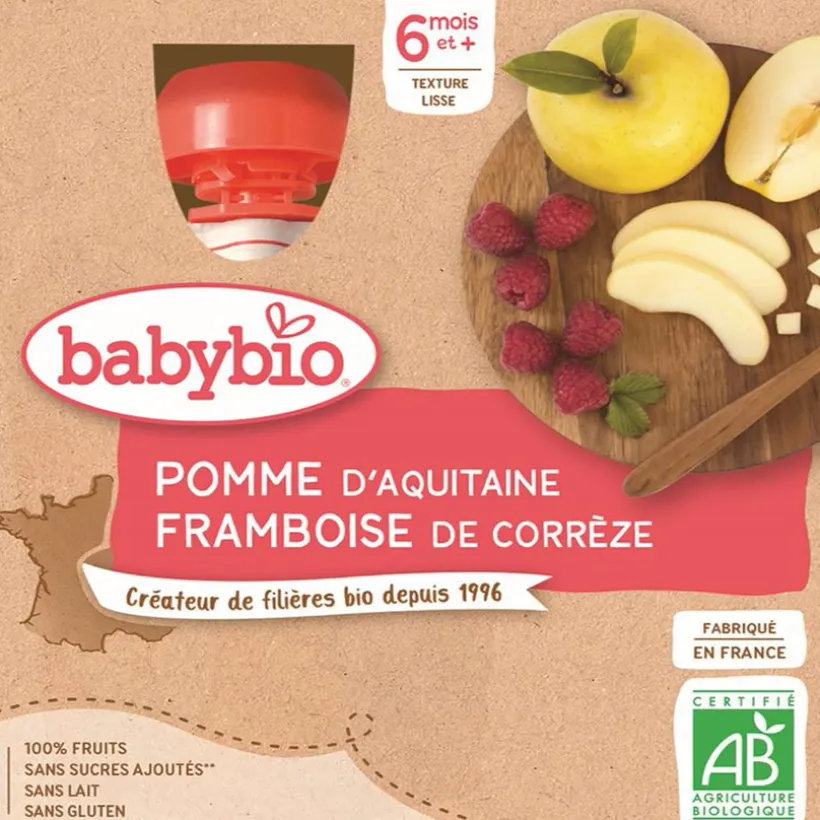 Gourde sucrée Pomme et Framboise 4x90g