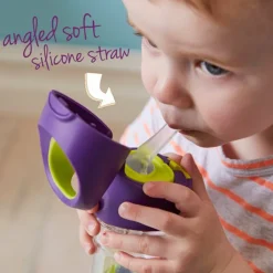 Gourde Tritan avec paille silicone pou renfants 450ml Indigo Rose