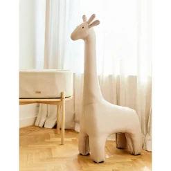 Grande peluche 131cm Girafe debout en lin beige