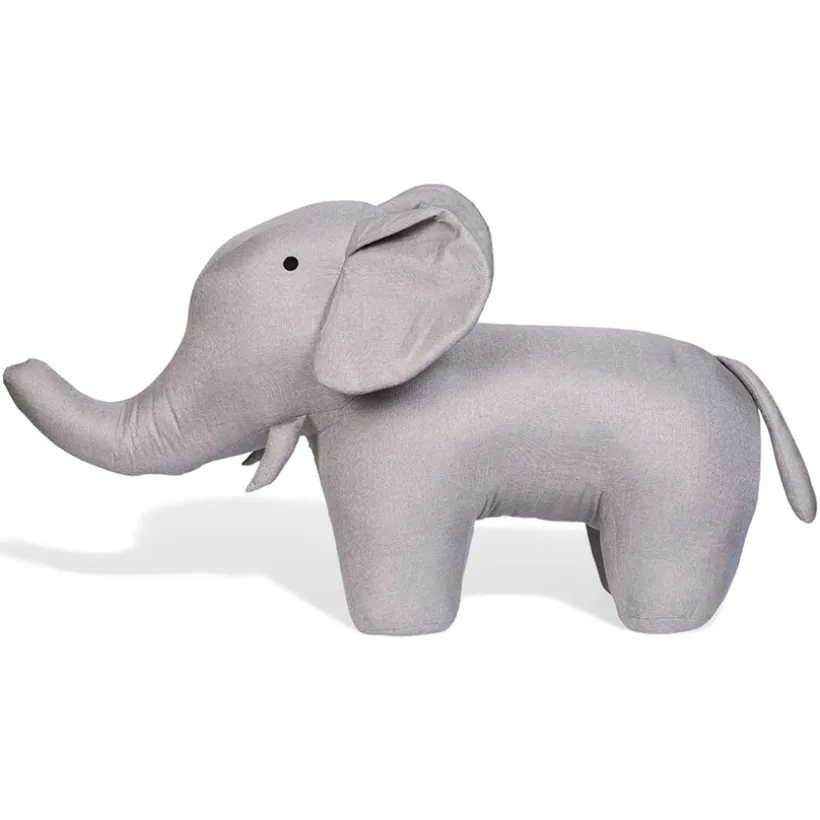 Grande peluche Éléphant 48cm Lin Gris