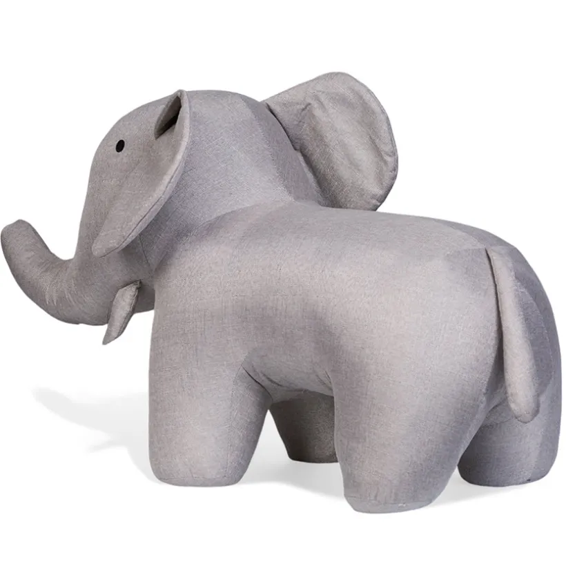 Grande peluche Éléphant 48cm Lin Gris