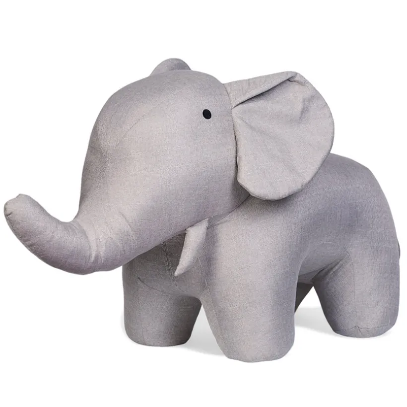 Grande peluche Éléphant 48cm Lin Gris