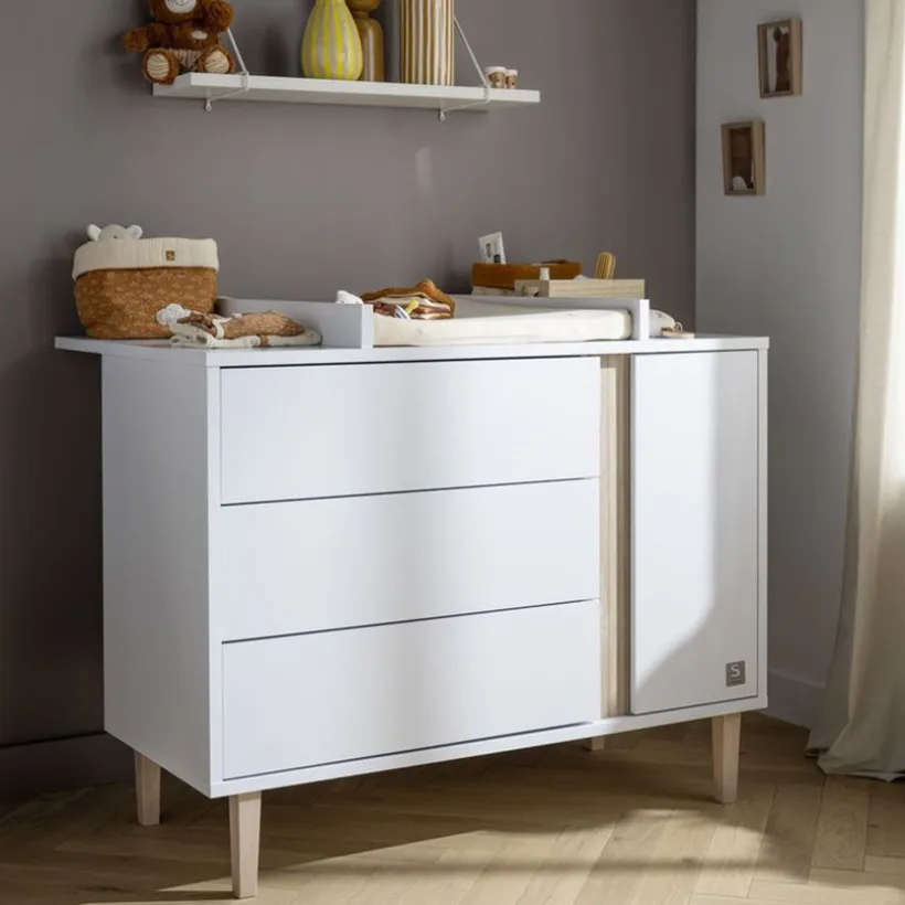 Grand plan à langer pour commode Paloma blanc