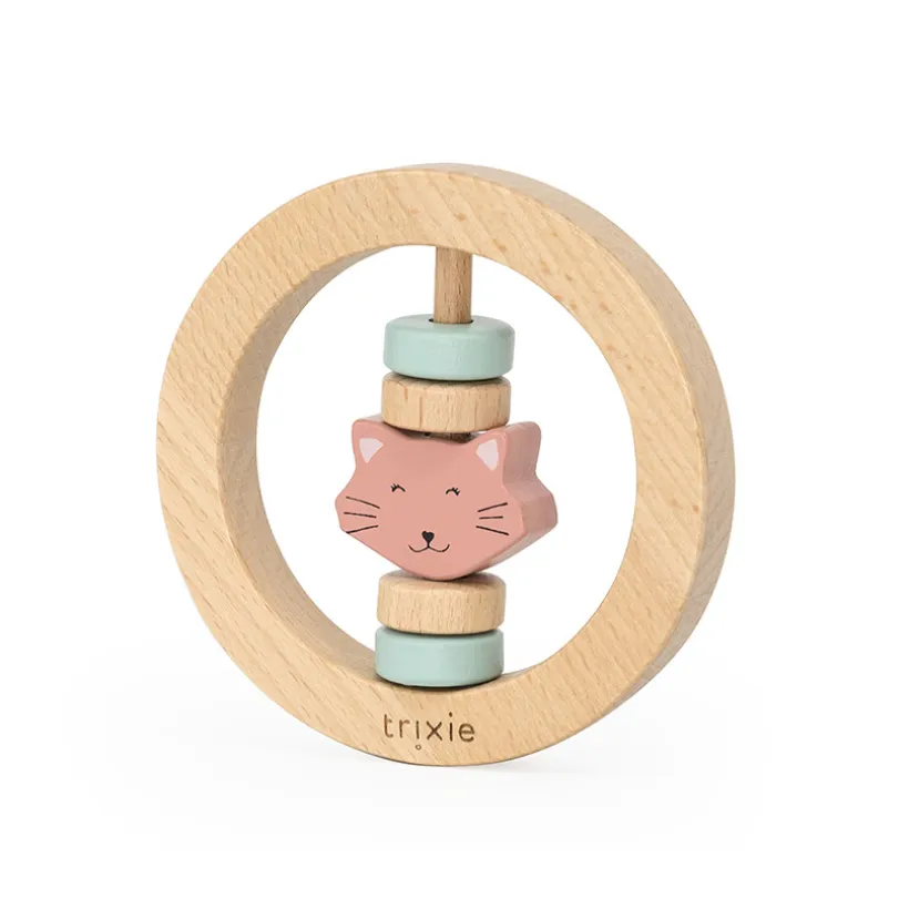 Hochet rond en bois Mrs Cat