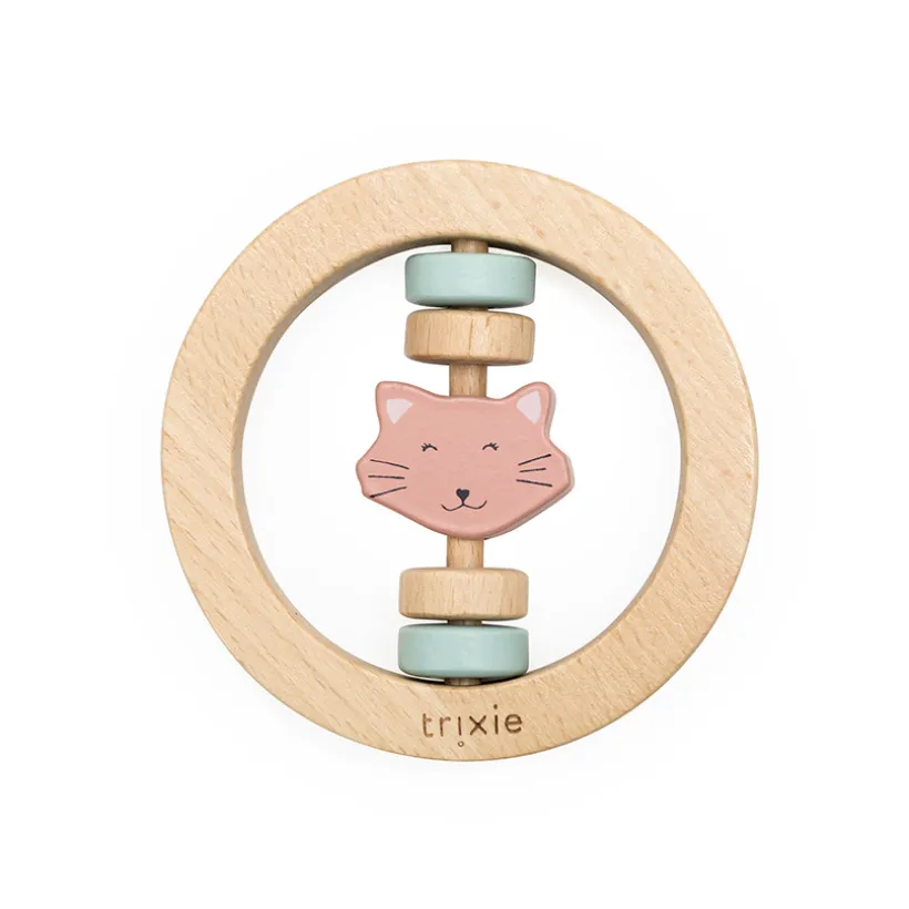 Hochet rond en bois Mrs Cat
