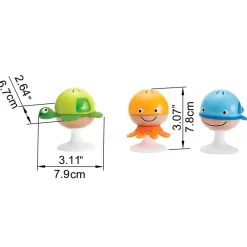 3 Hochets animaux marins avec ventouse