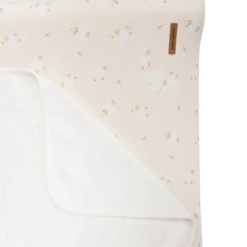 Housse de matelas à langer imprimé moutons La Vie à la Ferme beige
