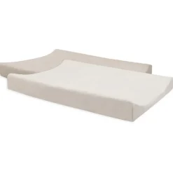 Housse matelas à langer éponge - Oatmeal/sable - 50x70 cm - 2 Pcs