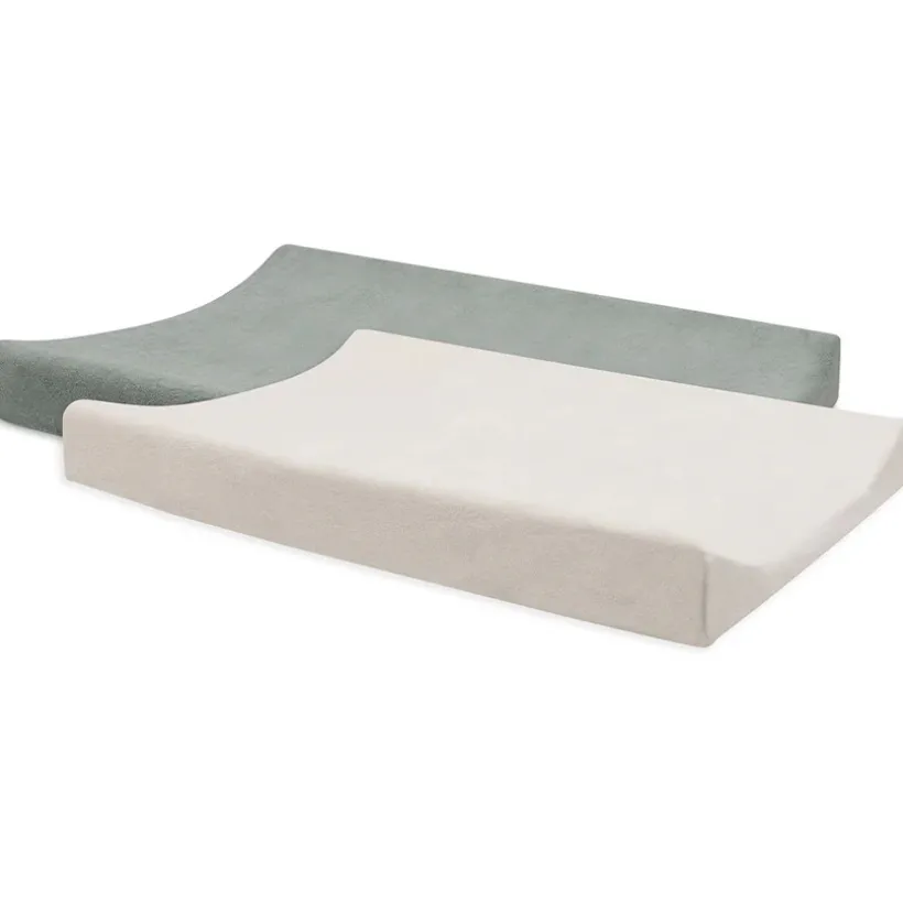 Housse matelas à langer éponge - Vert d'eau/Ivoire - 50x70 cm - 2 Pcs