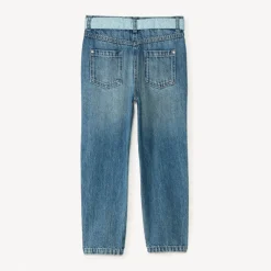 Jean avec ceinture fleurie à nouer pour fille