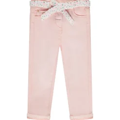 Jean droit avec ceinture fleurie à nouer pour bébé fille