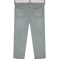 Jean droit avec ceinture fleurie à nouer pour bébé fille