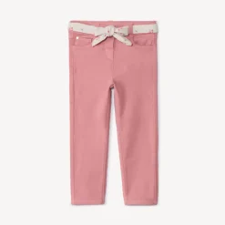 Jean droit avec ceinture fleurie à nouer pour bébé fille