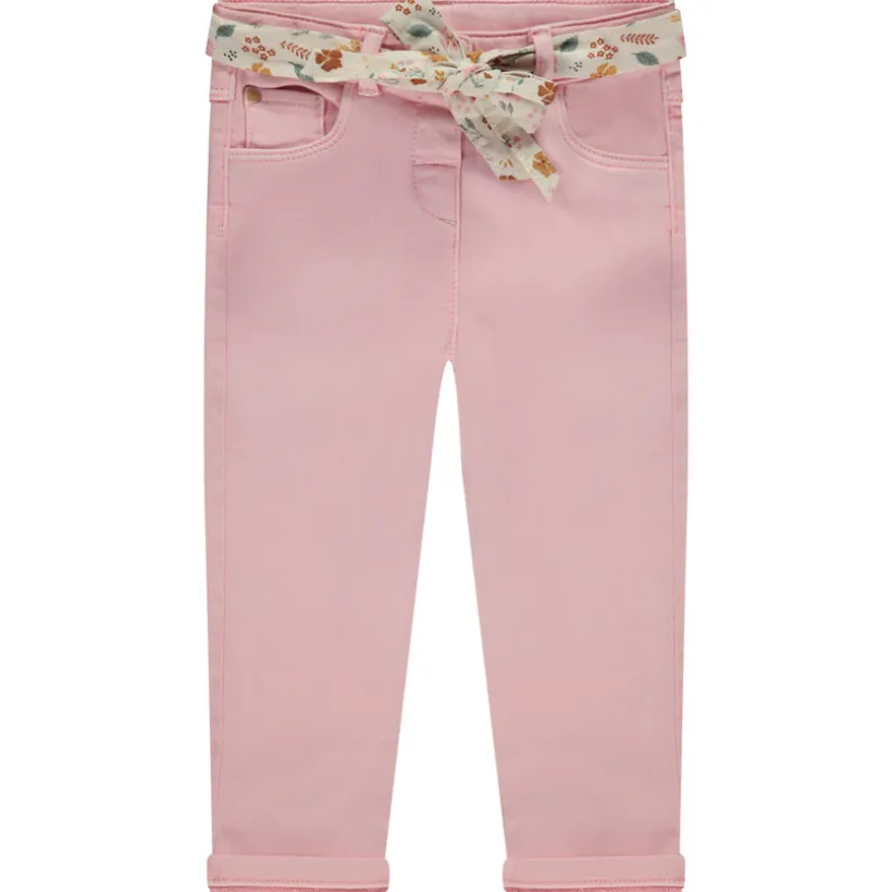 Jean droit avec ceinture foulard imprimée pour bébé fille