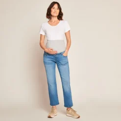 Jean droit de grossesse avec bandeau haut