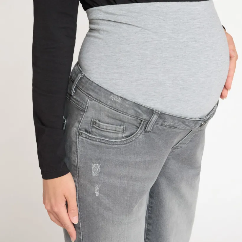 Jean droit de grossesse avec bandeau haut