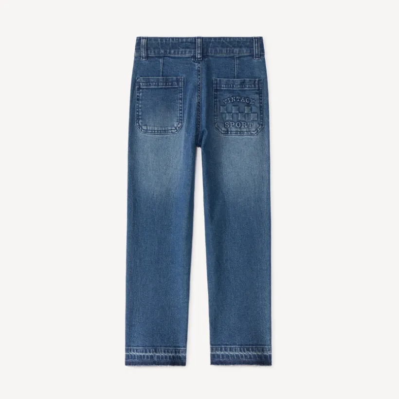 Jean droit garçon print en relief Vintage Sport