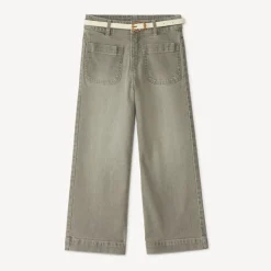 Jean droit large avec ceinture pour fille