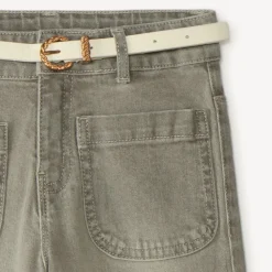 Jean droit large avec ceinture pour fille